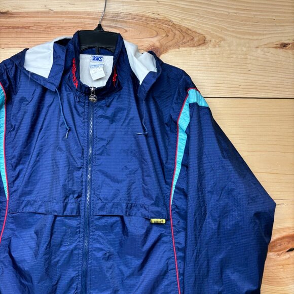 Vintage Asics Gore Tex Windbreaker Jacket Womens Large Blue Full Zip Running - Picture 2 of 16
